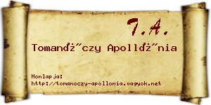 Tomanóczy Apollónia névjegykártya